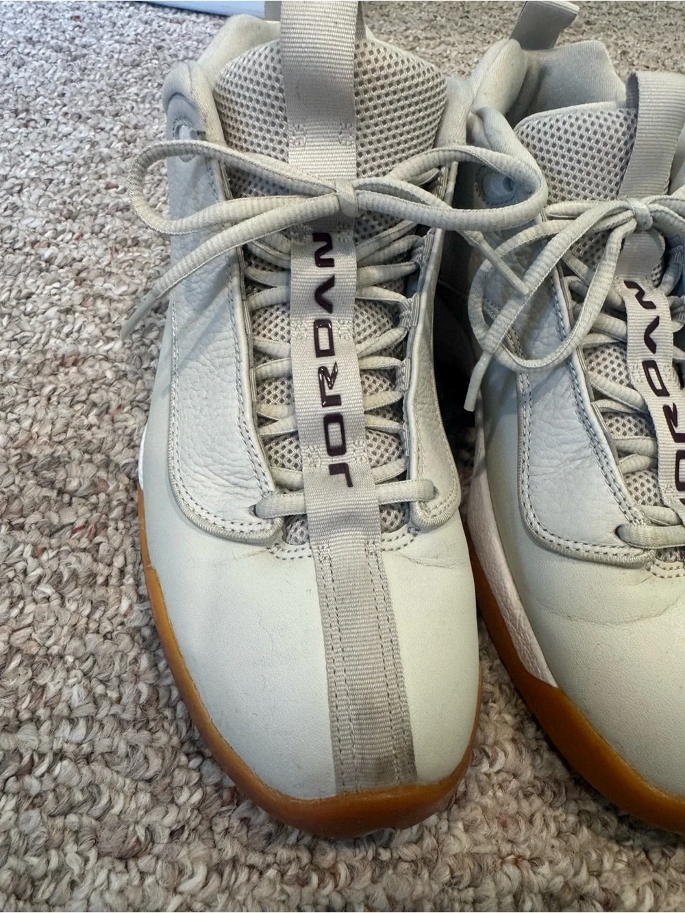 Jordan Light Gray and Gum Low-Top Sneakers